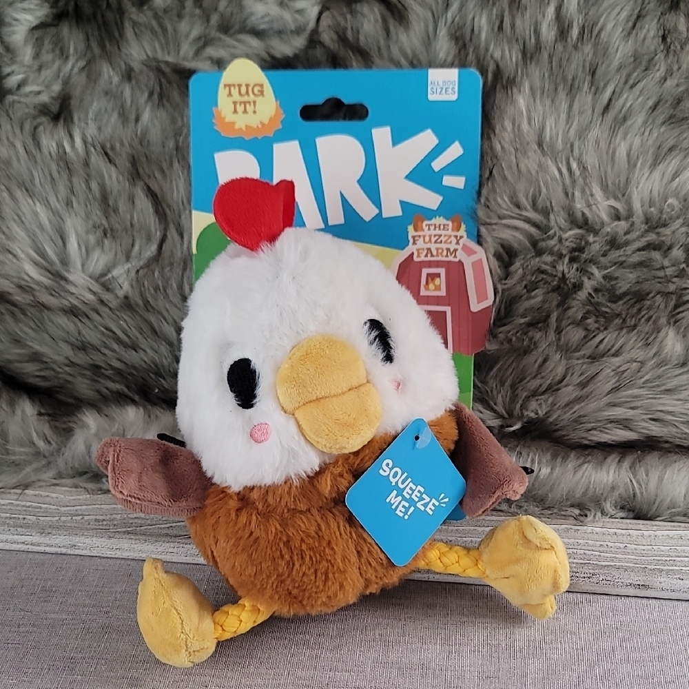 Bark Fuzzy Farm Chicken Plush Toy - Red, White, Brown, Yellow